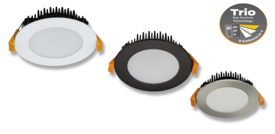 TEK 10W Dimmable LED Tricolour IP44 Downlight - Black